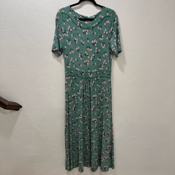 Boden Ava Jersey Midi Dress Forest/Chalky Pink Daisy Spring Women's 12 Tall** - Picture 5 of 15